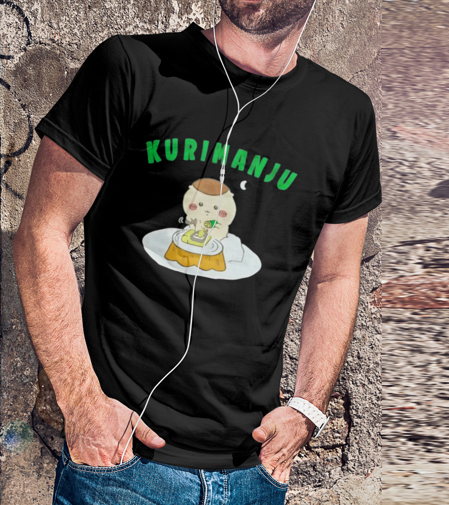 Kurimanju Chiikawa Eating At Night On Tree Stump T-Shirt