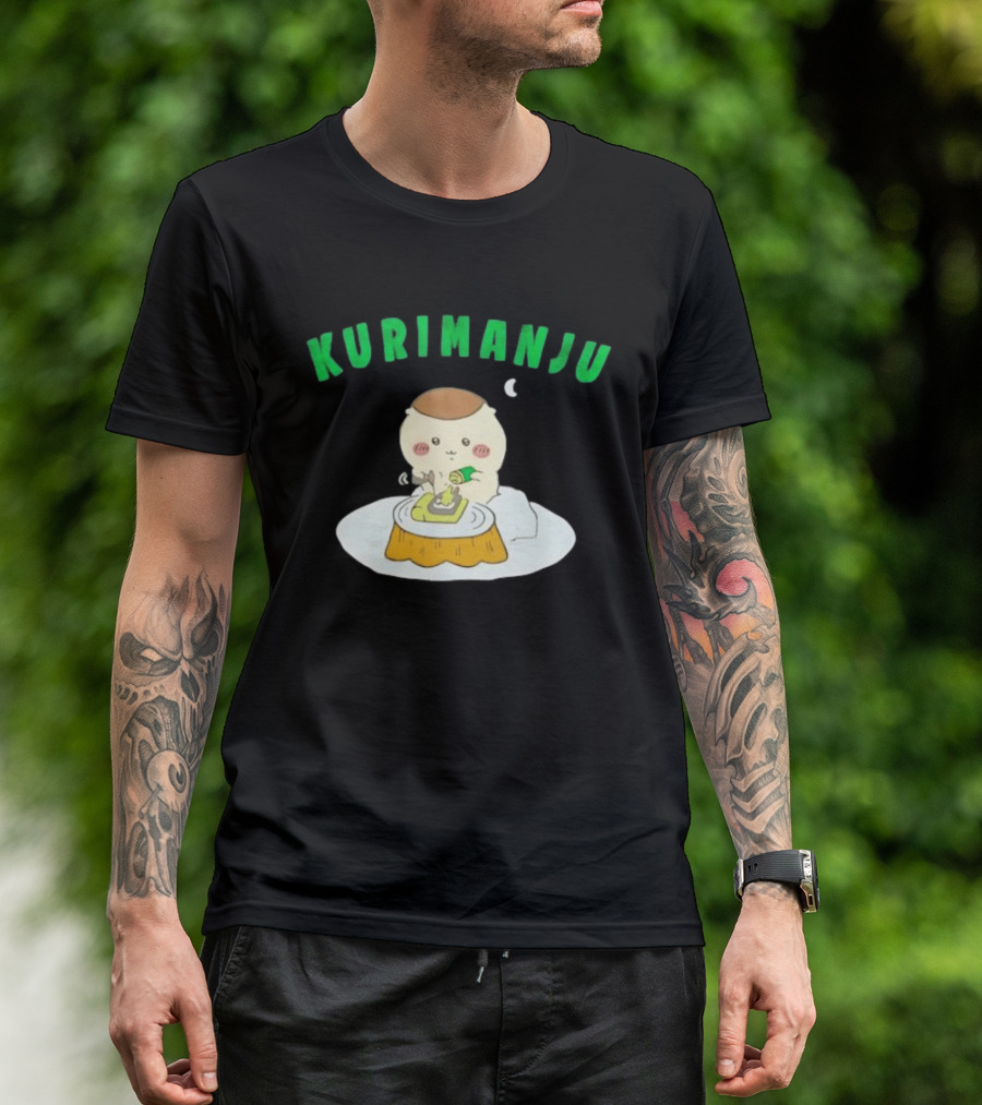 Kurimanju Chiikawa Eating At Night On Tree Stump T-Shirt