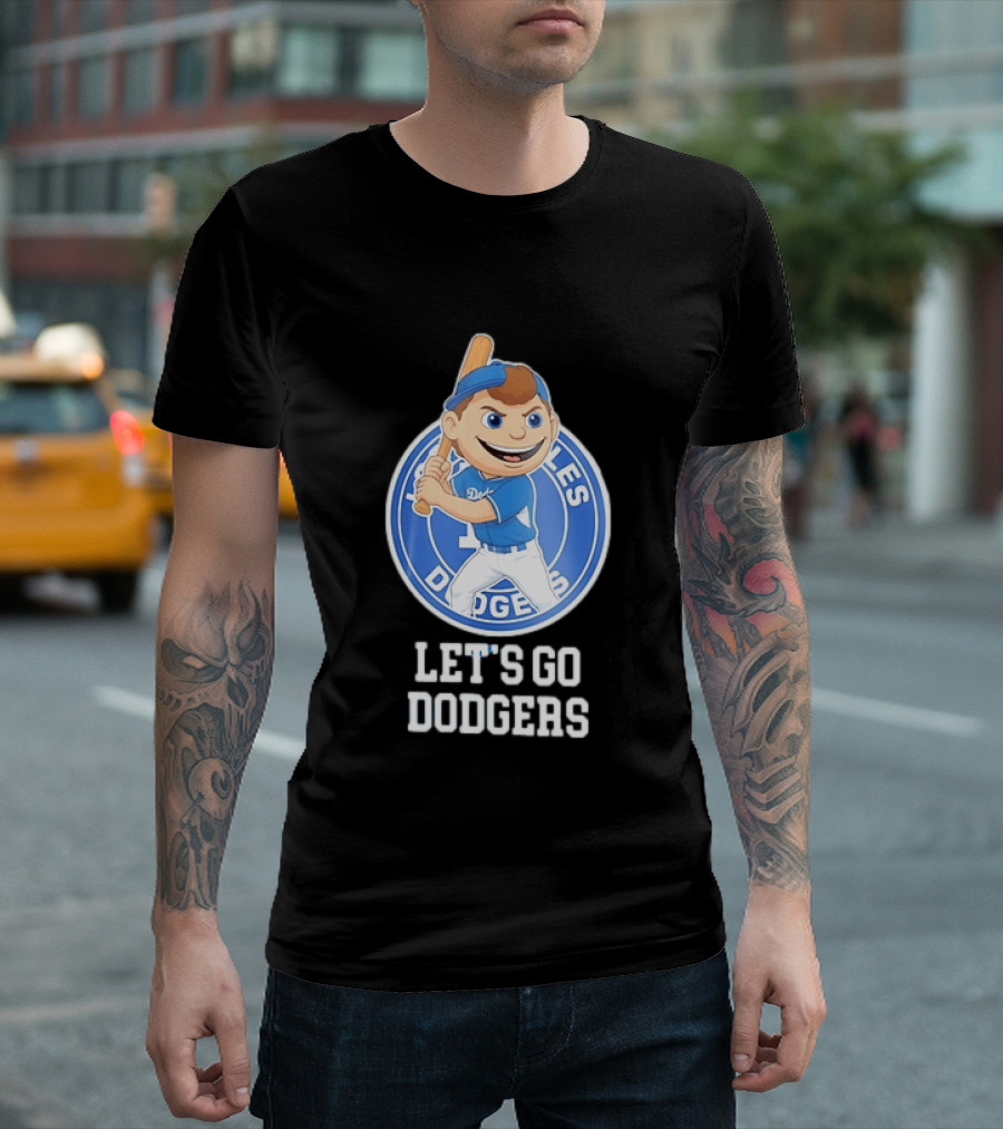 Los Angeles Dodgers Let's Go Dodgers Cartoon Character Baseball Bat T-Shirt