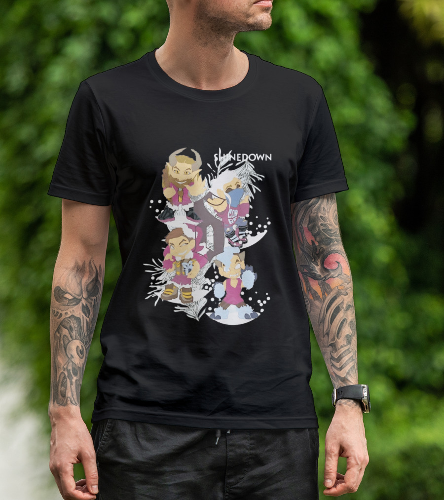 Shinedown Chibi Band Members Holiday Christmas Decor T-Shirt