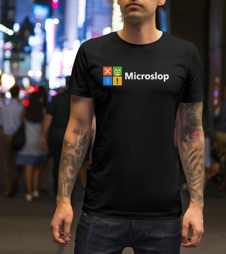 Microslop Linux Penguin Error Icon Blocks T-Shirt