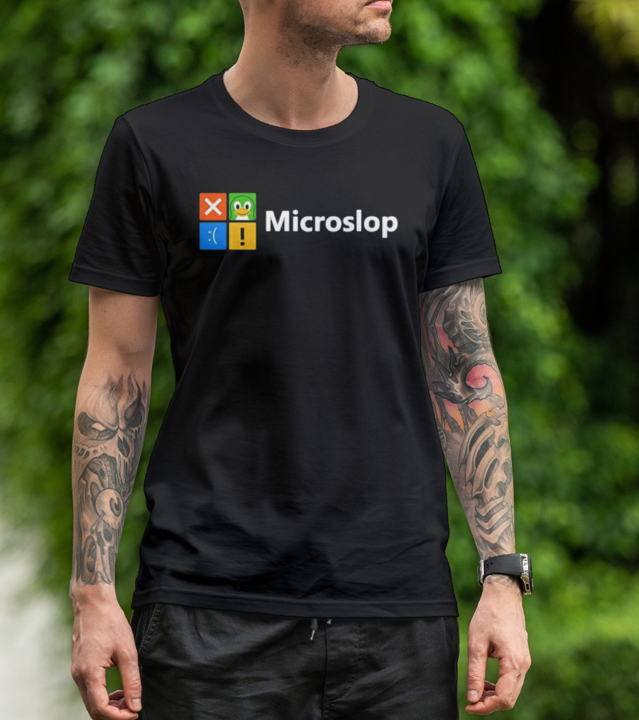 Microslop Linux Penguin Error Icon Blocks T-Shirt