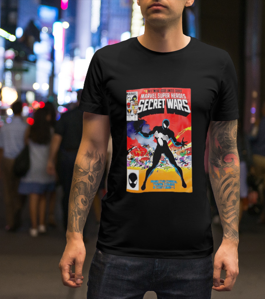Marvel Super Heroes Secret Wars Issue 8 Spider Man Black Suit Comic Cover T-Shirt