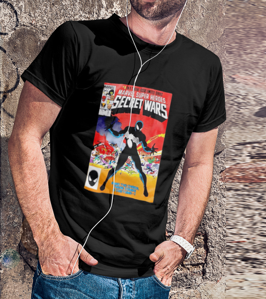 Marvel Super Heroes Secret Wars Issue 8 Spider Man Black Suit Comic Cover T-Shirt