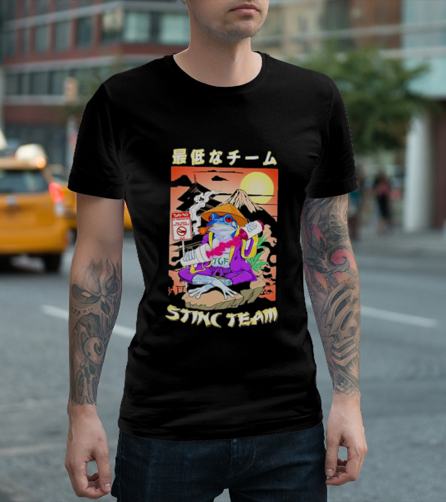 Stinc Team TGF Frog Smoking Japanese T-Shirt