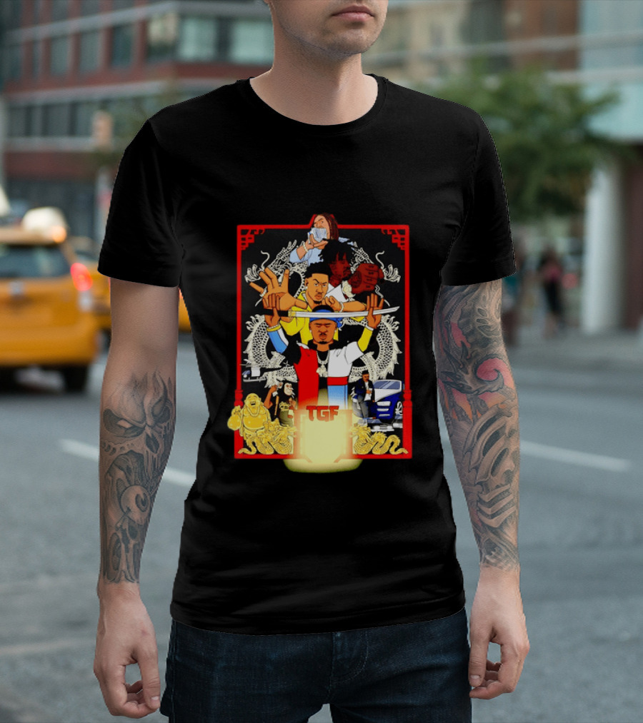 TGF Stinc Team Collage Streetwear Urban Dragons And Cars T-Shirt