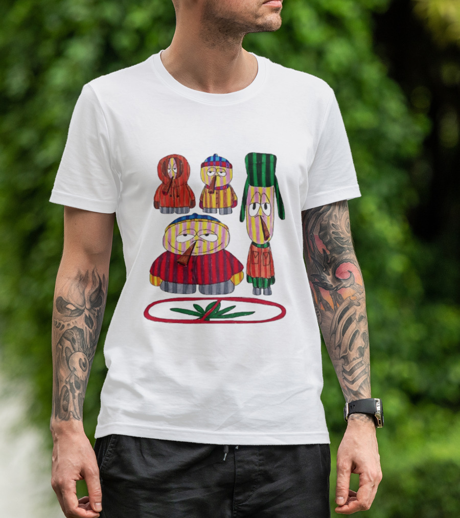 Cartman Stan Kyle Kenny South Park Characters Smoking No Weed Prohibition T-Shirt