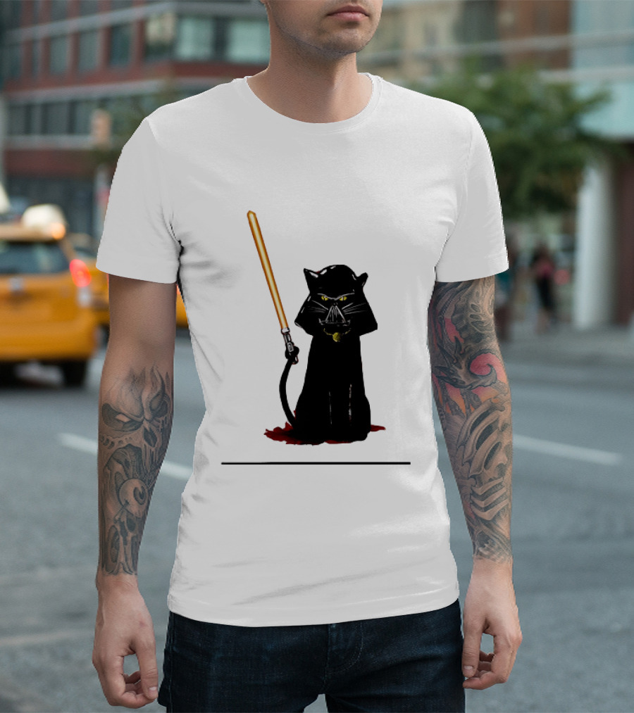 Darth Vader Cat Lightsaber Star Wars T-Shirt