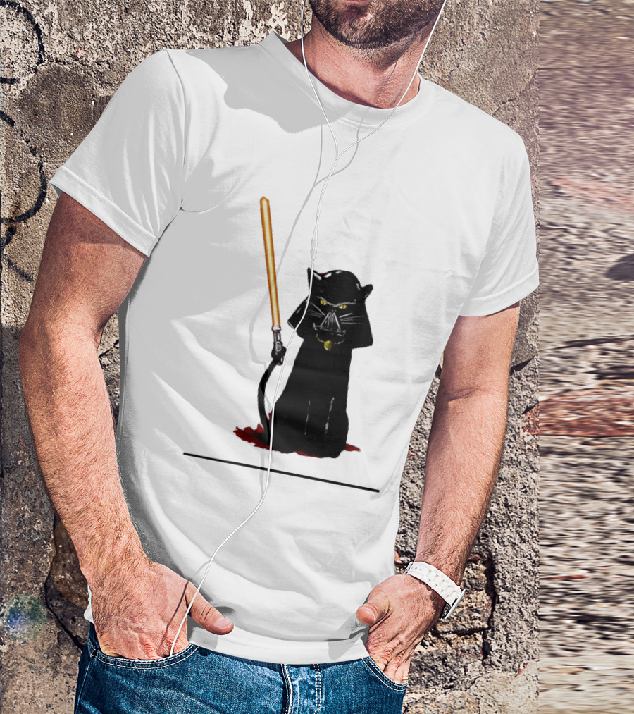 Darth Vader Cat Lightsaber Star Wars T-Shirt