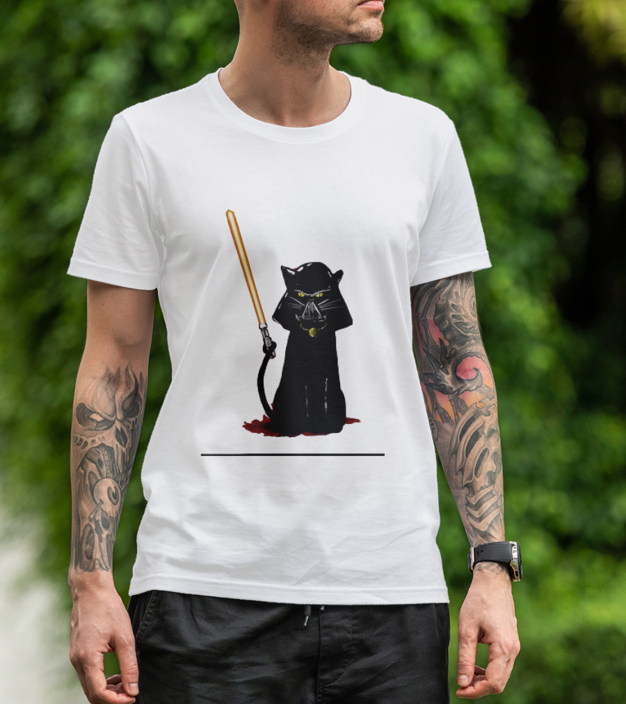 Darth Vader Cat Lightsaber Star Wars T-Shirt
