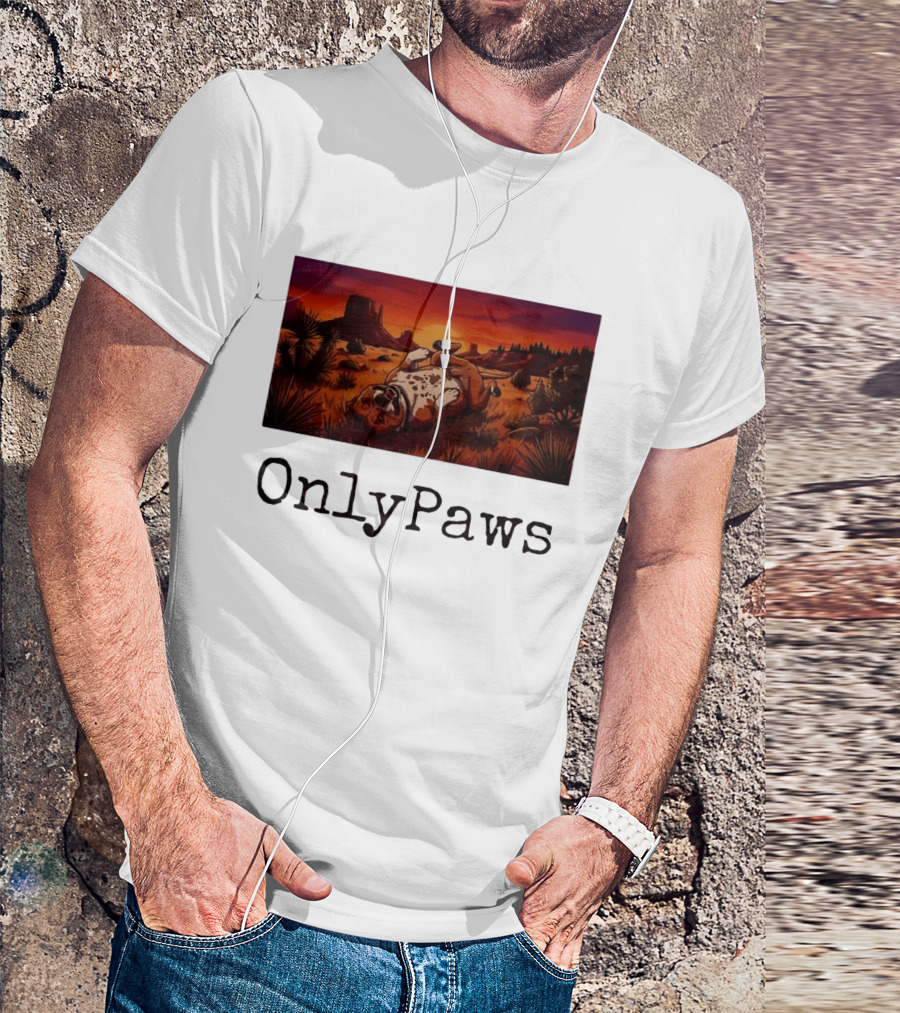 Desert Sunset Playful Pit Bull OnlyPaws Scenic Wonderland T-Shirt