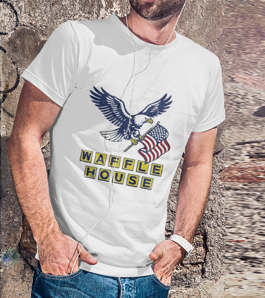 Waffle House Eagle Holding American Flag T-Shirt