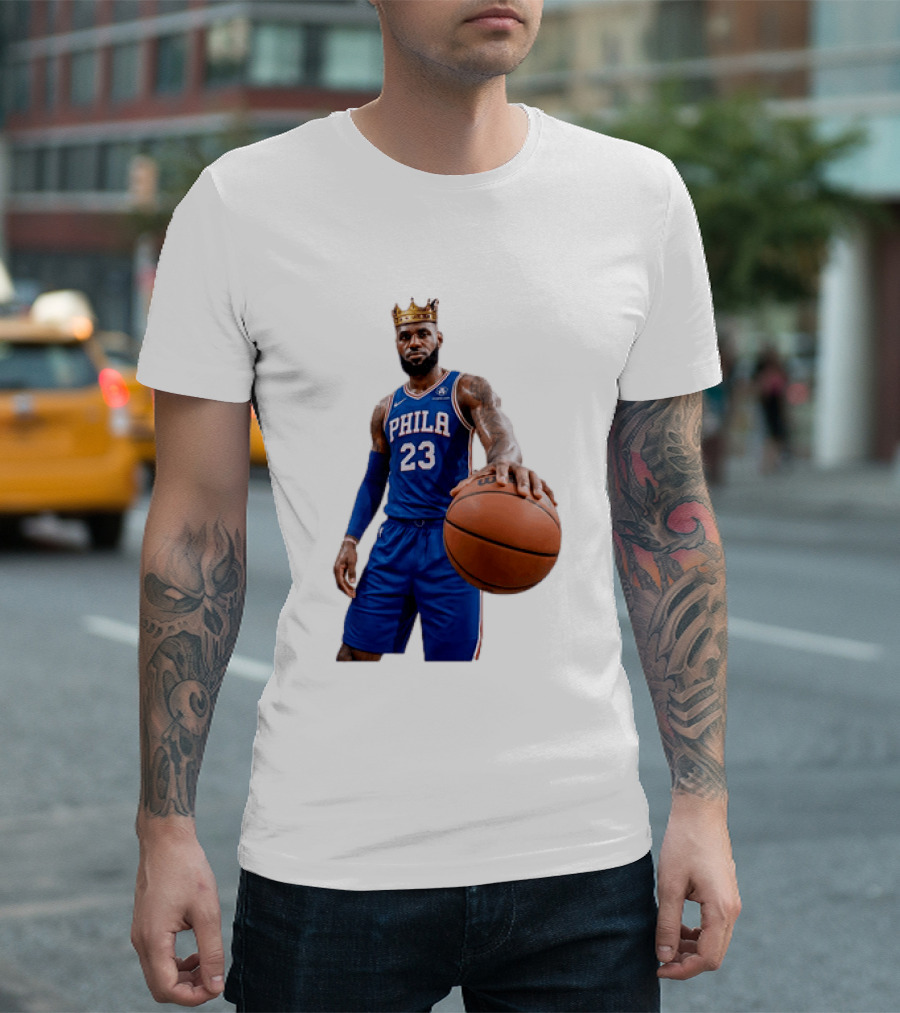 LeBron James King Crown Dribbling Philadelphia 76ers Basketball Player 23 Phila T-Shirt