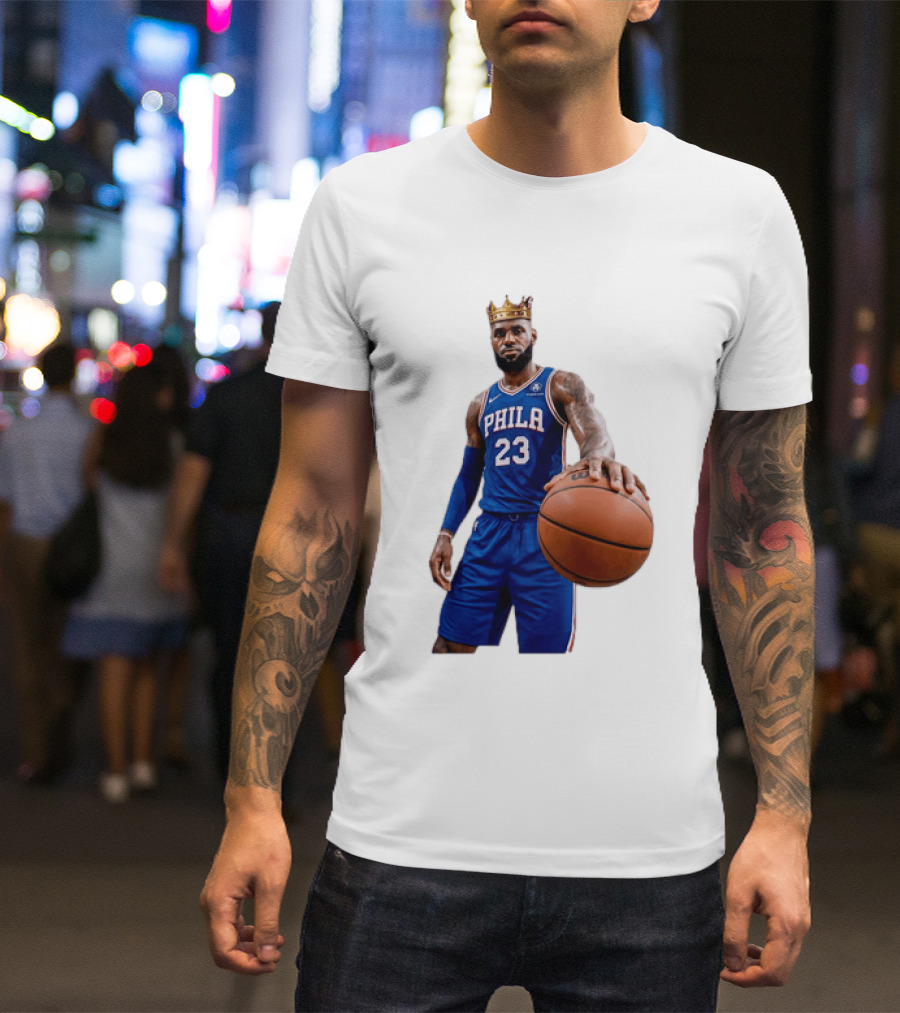 LeBron James King Crown Dribbling Philadelphia 76ers Basketball Player 23 Phila T-Shirt
