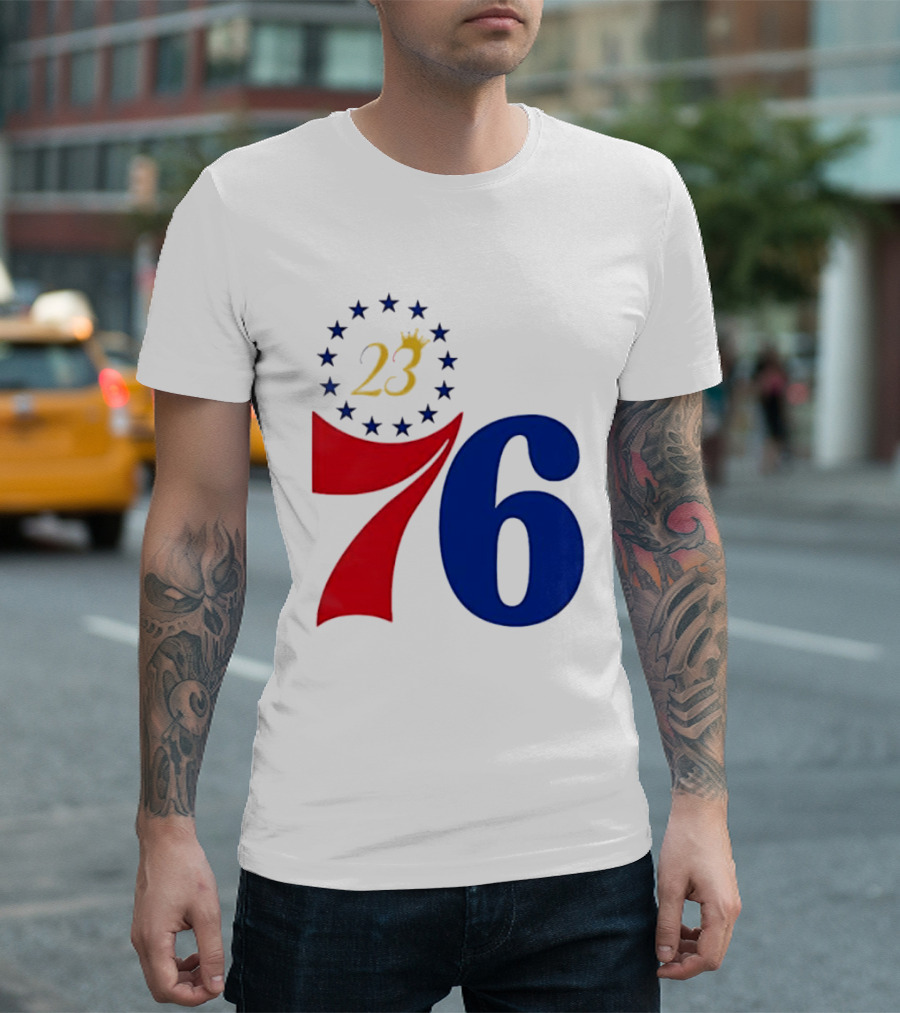 LeBron James 23 Philadelphia 76ers Inspired Number Stars T-Shirt