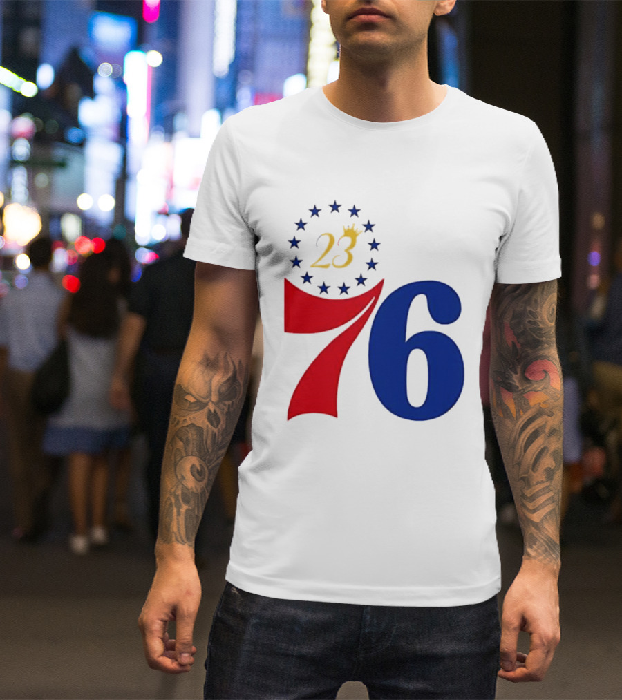 LeBron James 23 Philadelphia 76ers Inspired Number Stars T-Shirt
