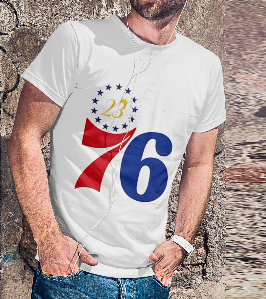 LeBron James 23 Philadelphia 76ers Inspired Number Stars T-Shirt