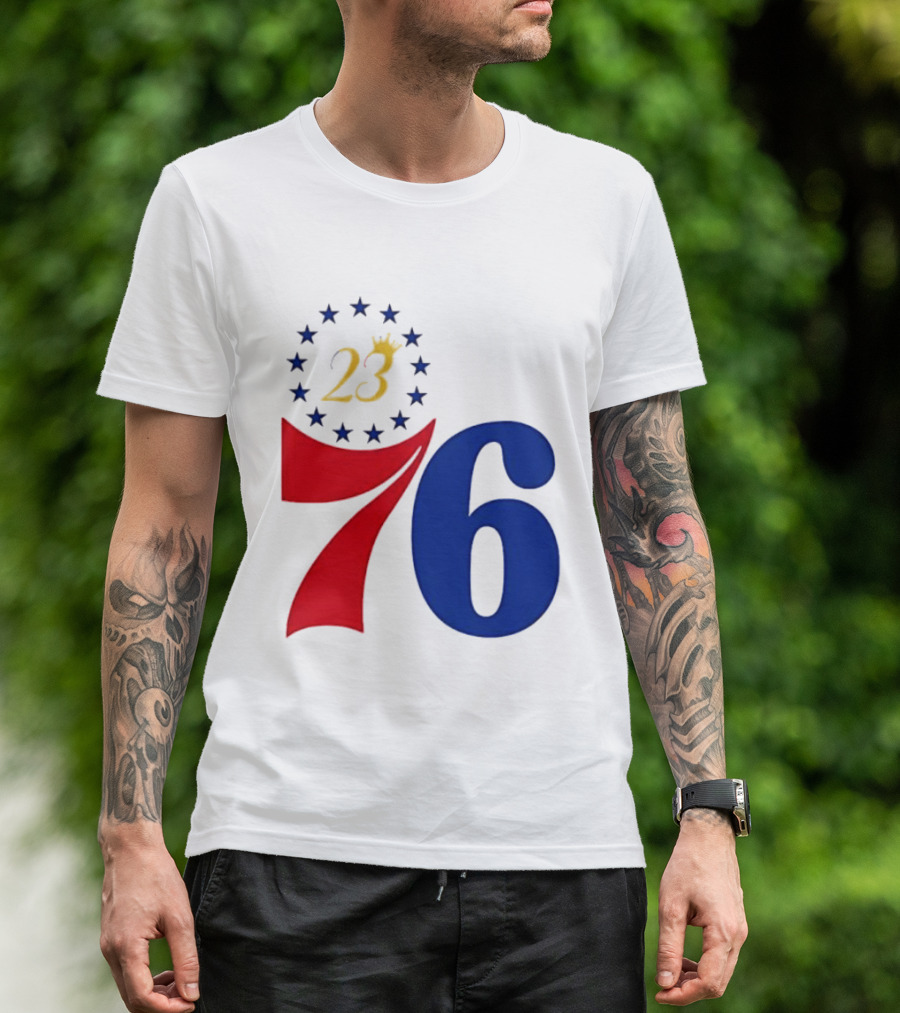 LeBron James 23 Philadelphia 76ers Inspired Number Stars T-Shirt