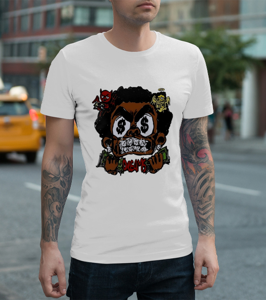 Dreams Money Cartoon Streetwear Dollar Eye Angel Devil T-Shirt