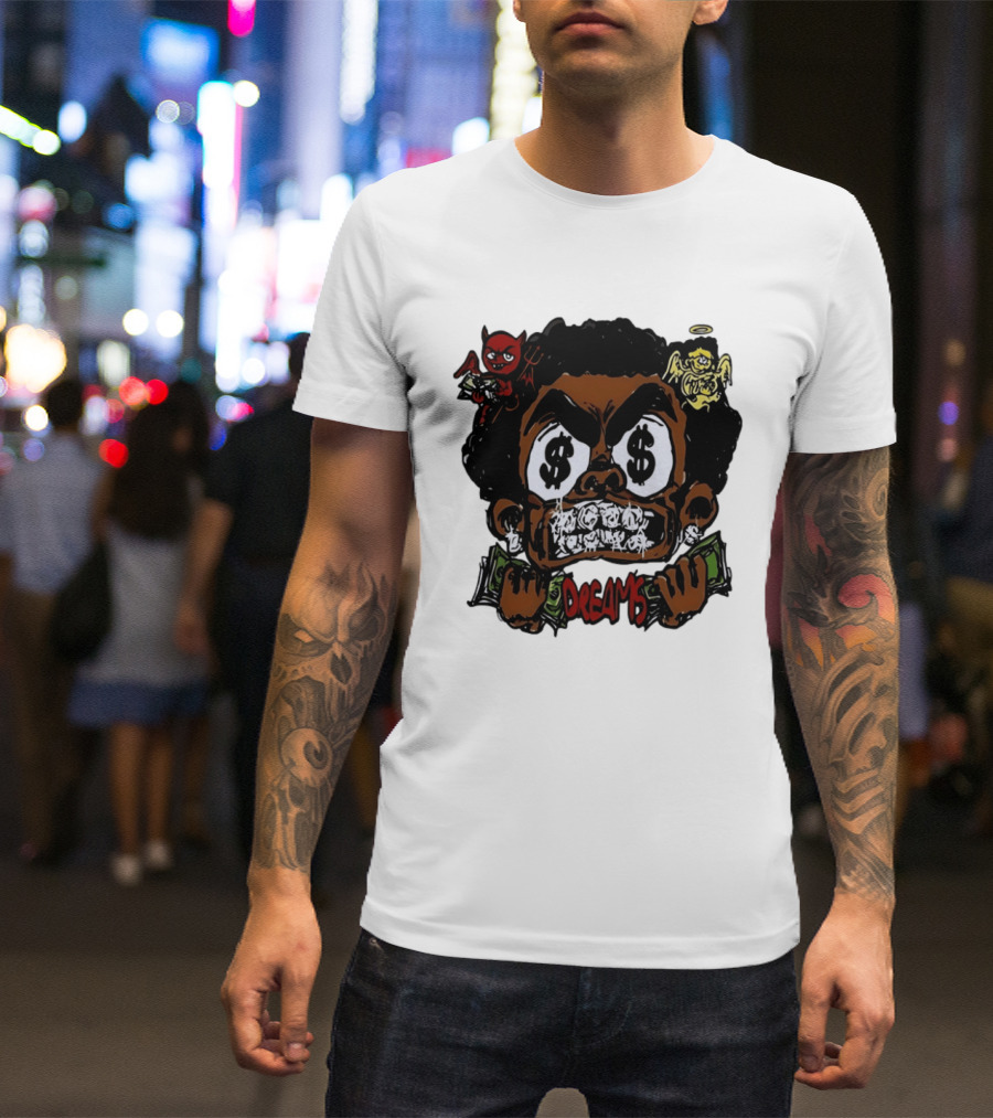 Dreams Money Cartoon Streetwear Dollar Eye Angel Devil T-Shirt