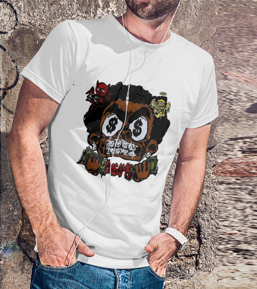 Dreams Money Cartoon Streetwear Dollar Eye Angel Devil T-Shirt