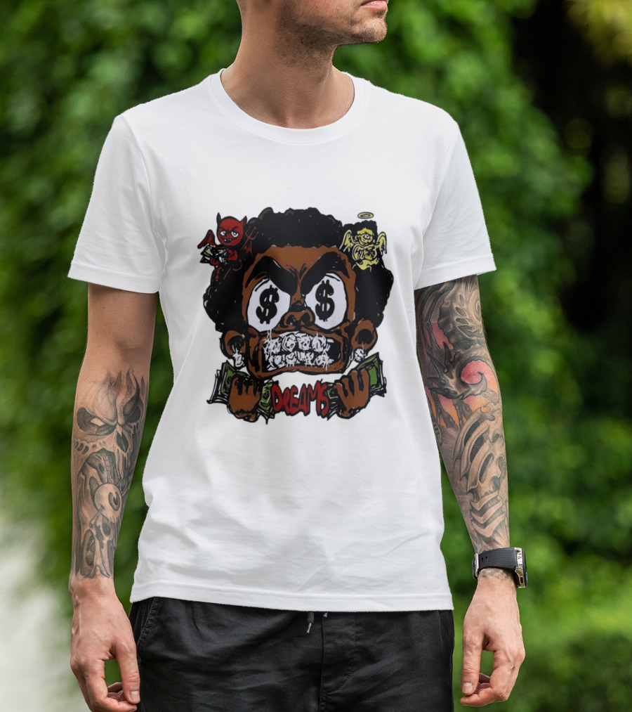 Dreams Money Cartoon Streetwear Dollar Eye Angel Devil T-Shirt