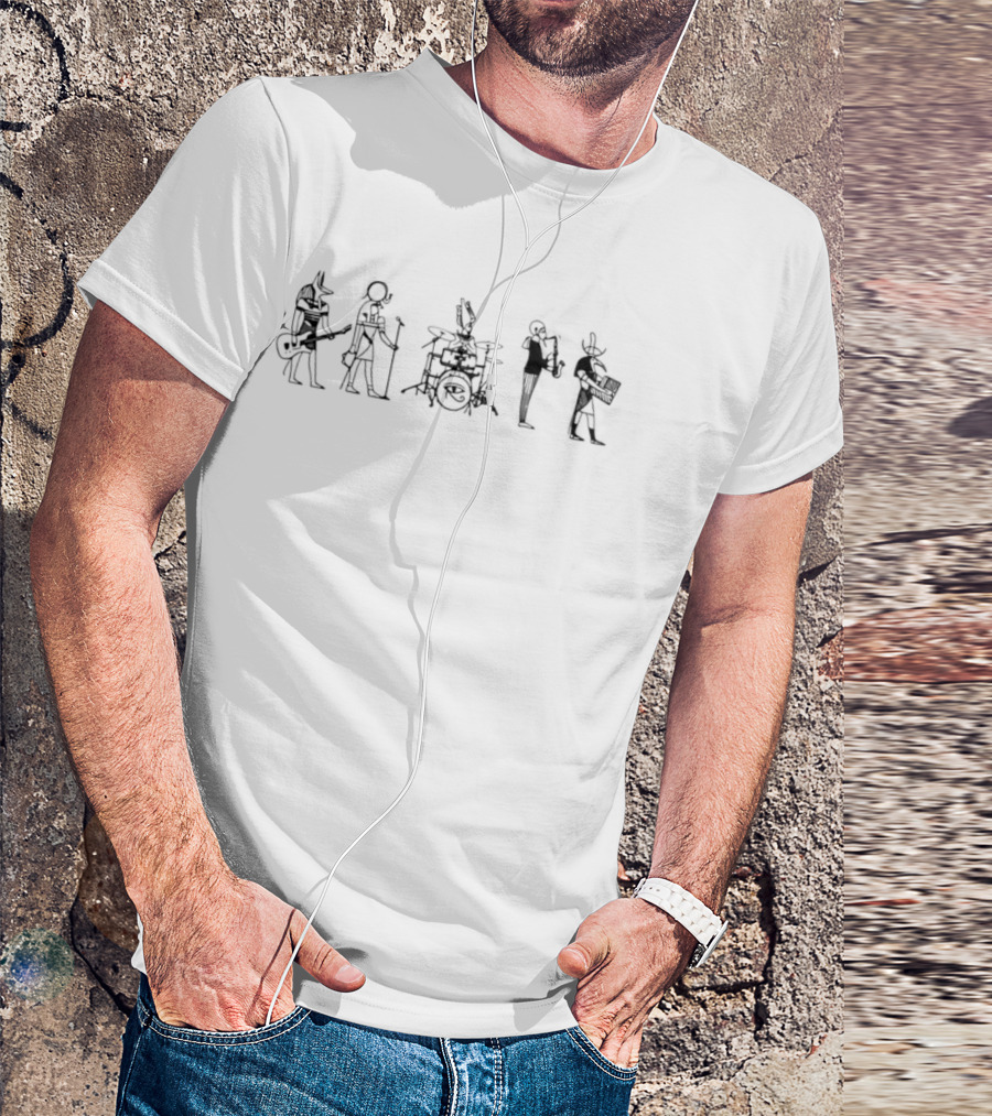 Egyptian Gods Musical Band Anubis Playing Instruments T-Shirt