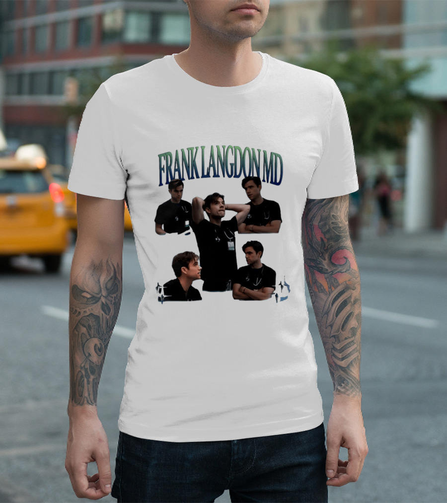 FRANK LANGDON MD Doctor Medical TV Show Character Stethoscope And ID T-Shirt