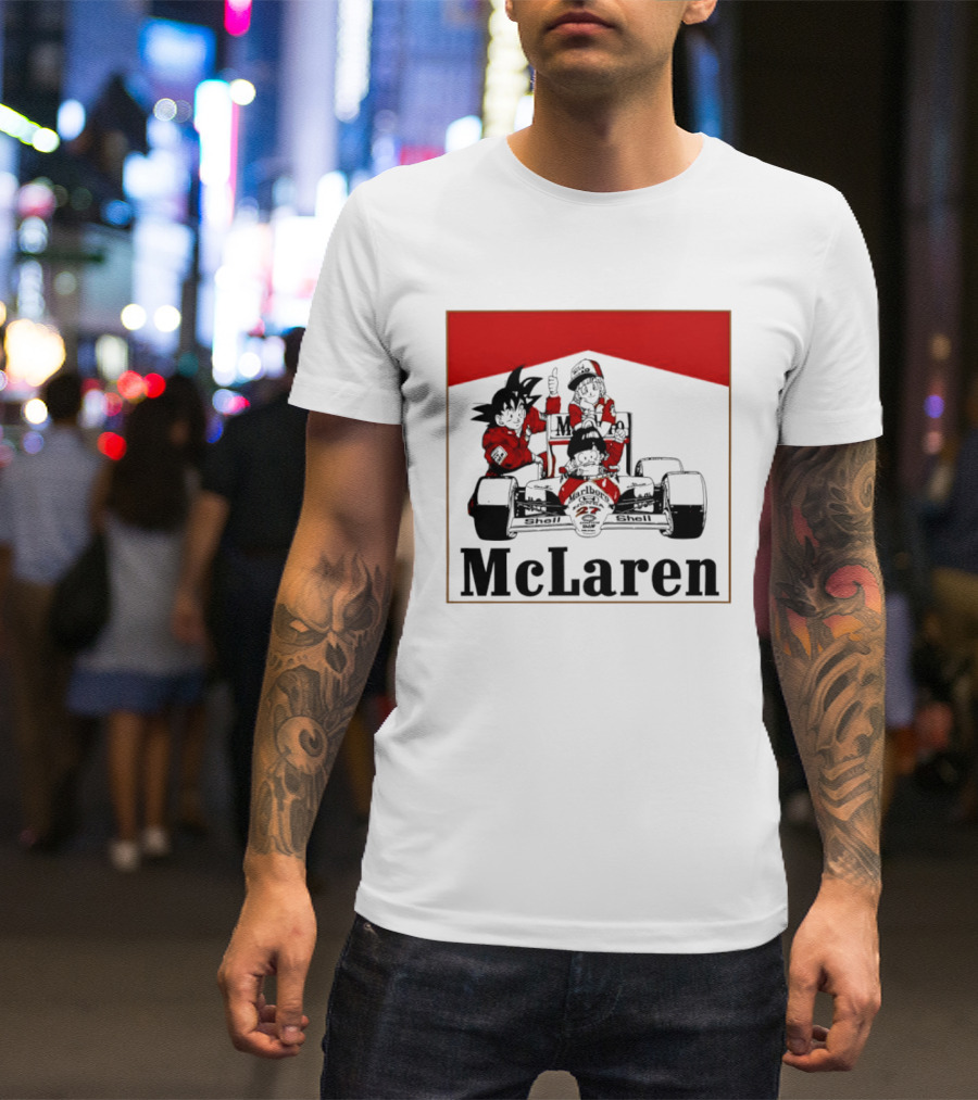Goku Bulma Senbei McLaren Honda Marlboro Shell 27 Anime Racing Team Formula 1 T-Shirt