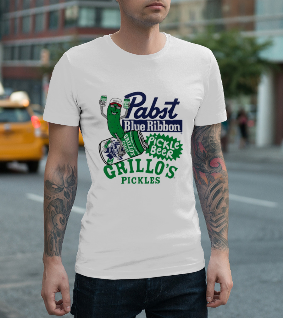 Pabst Blue Ribbon Grillo's Pickles Pickle Beer Festival 2023 T-Shirt
