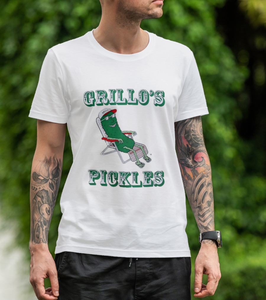 Grillo's Pickles Chill Pickle Relaxing In Chair T-Shirt