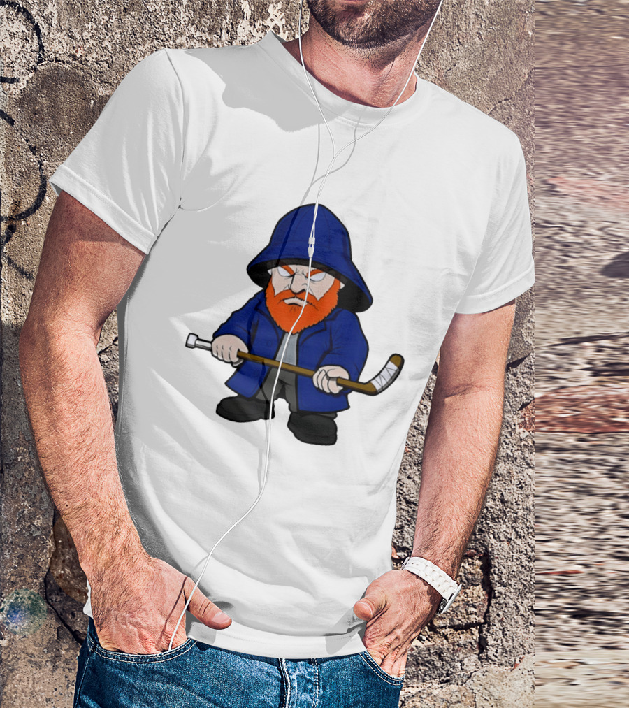 New Islanders Bearded Fisherman Cartoon Hockey Player T-Shirt