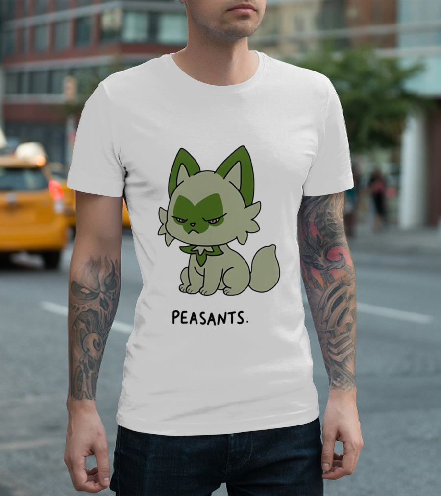 Sprigatito Peasants Meme Pokemon Cat Image Text Purr Delusion T-Shirt