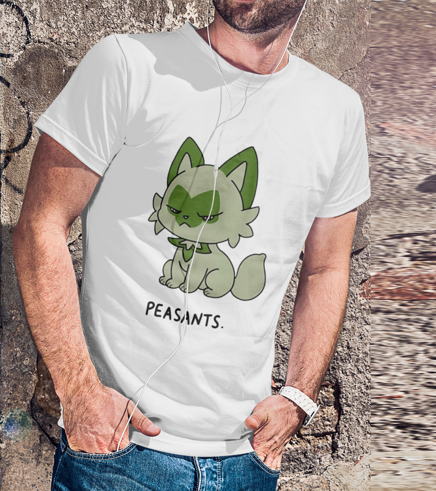 Sprigatito Peasants Meme Pokemon Cat Image Text Purr Delusion T-Shirt