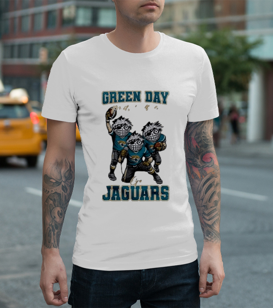 Green Day Jacksonville Jaguars Crossover With Football Characters T-Shirt