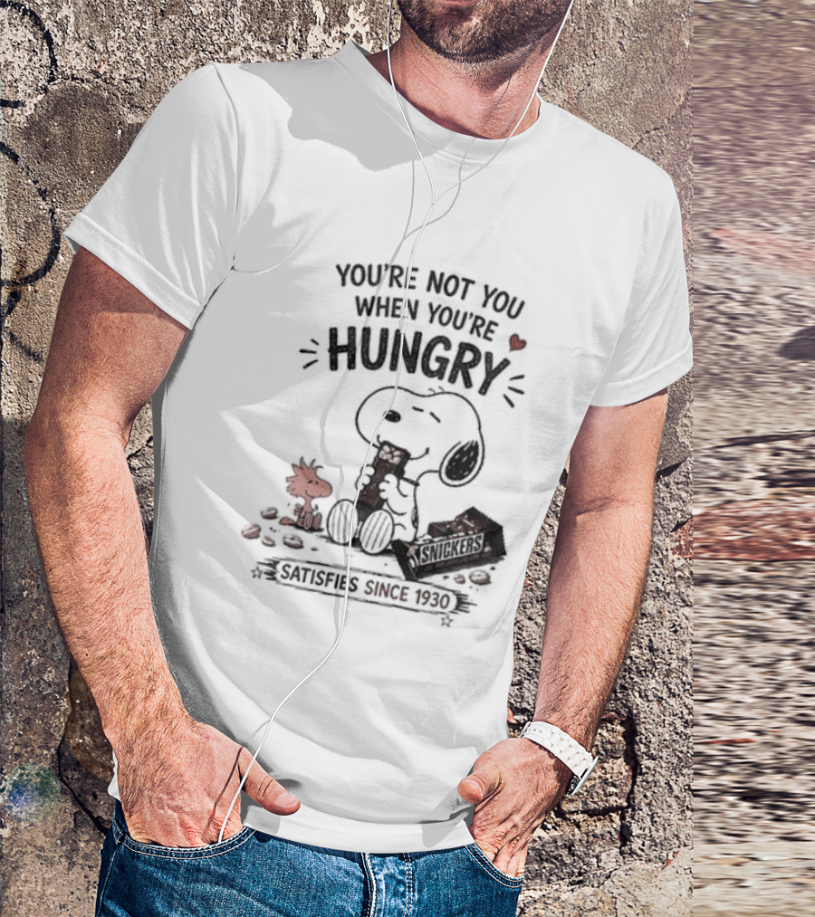 Peanuts Snoopy And Woodstock You're Not You When You're Hungry Snickers T-Shirt