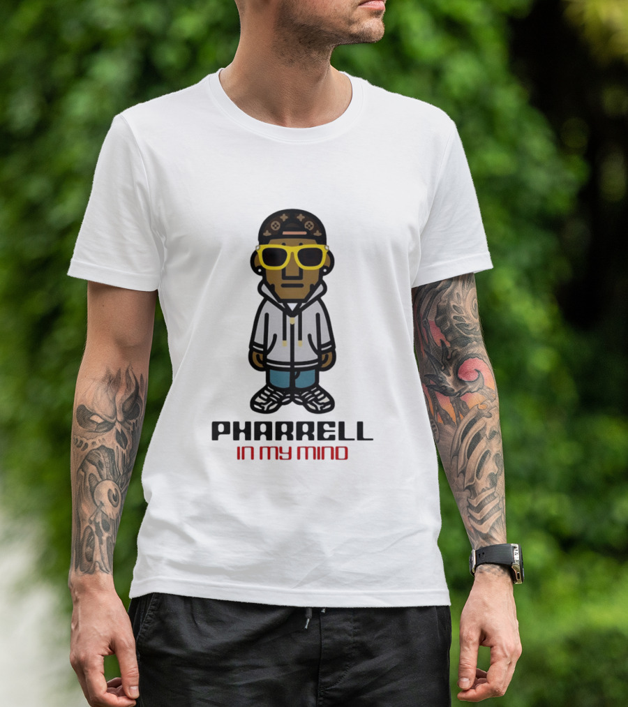 Pharrell In My Mind Cartoon Style Yellow Glasses T-Shirt