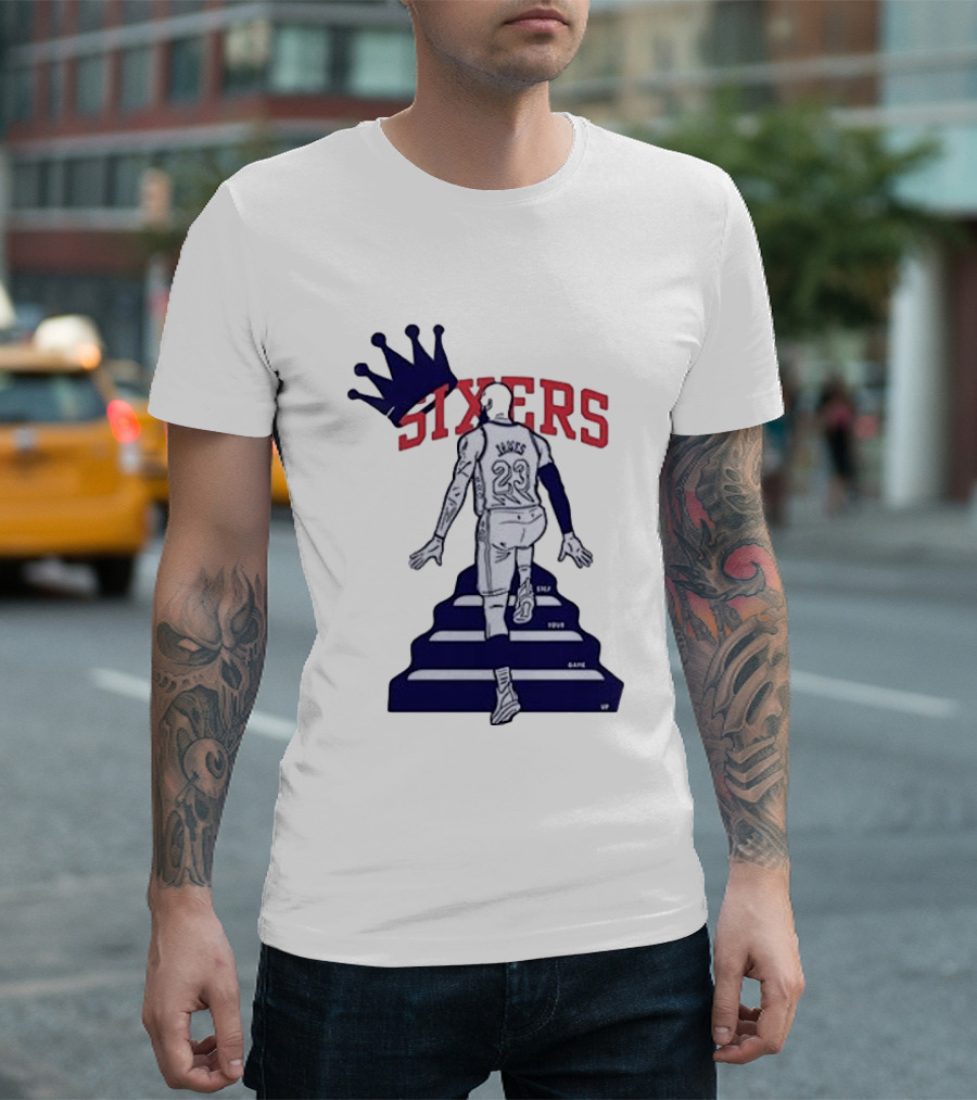 Philadelphia 76ers Sixers Lebron James Crowned Steps Silhouette 23 T-Shirt