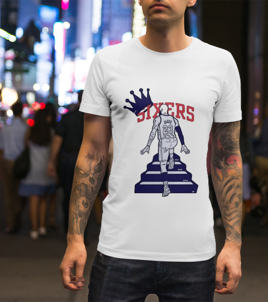 Philadelphia 76ers Sixers Lebron James Crowned Steps Silhouette 23 T-Shirt