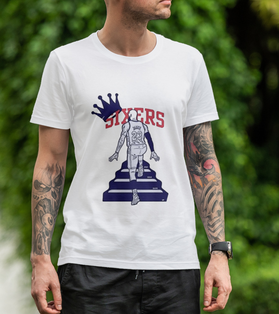 Philadelphia 76ers Sixers Lebron James Crowned Steps Silhouette 23 T-Shirt