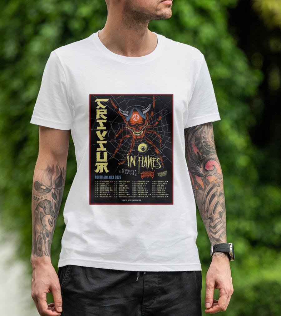 Trivium In Flames Orbit Culture Fit For An Autopsy North America 2026 Tour Dates And Locations T-Shirt