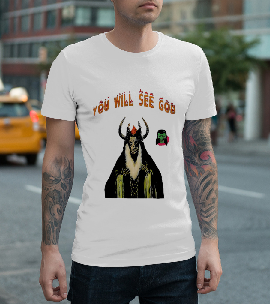 You Will See God Demon Occult Satanic Horror Green Masked Face T-Shirt