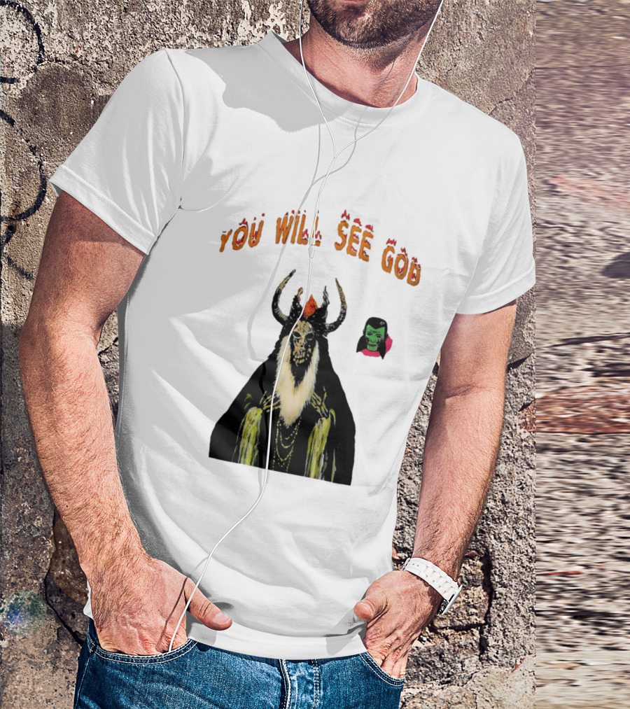 You Will See God Demon Occult Satanic Horror Green Masked Face T-Shirt