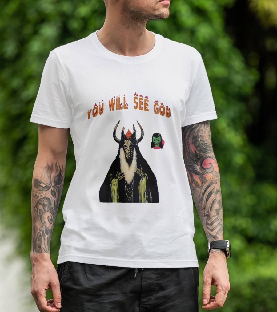 You Will See God Demon Occult Satanic Horror Green Masked Face T-Shirt