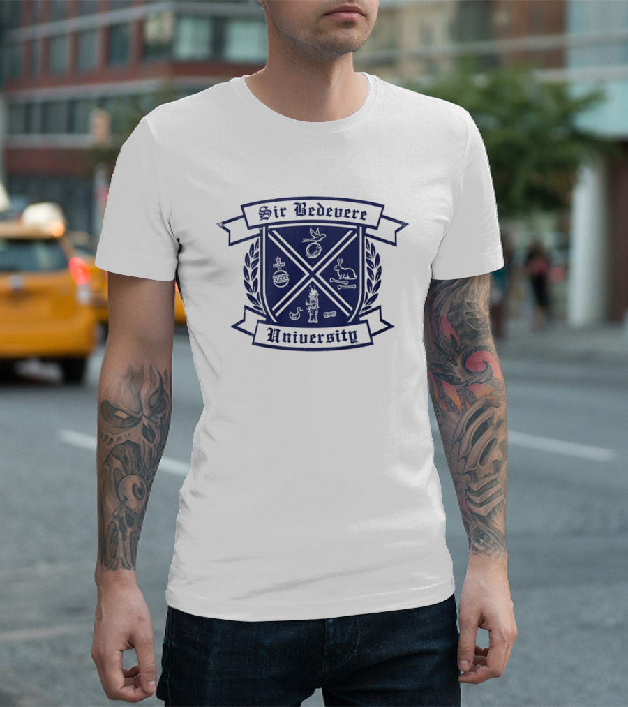 Sir Bedevere University Monty Python Crest Shield T-Shirt