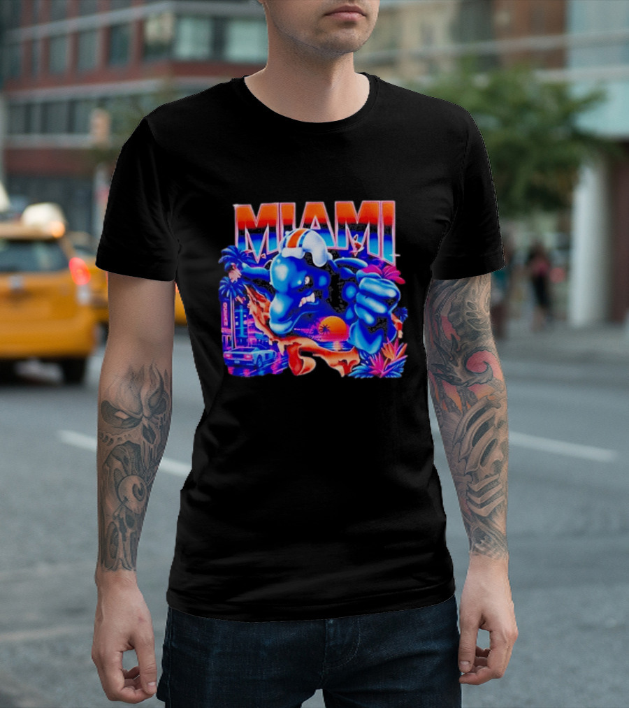 Miami Dolphins Rare Nutmeg Vintage Neon Miami Vice T-Shirt
