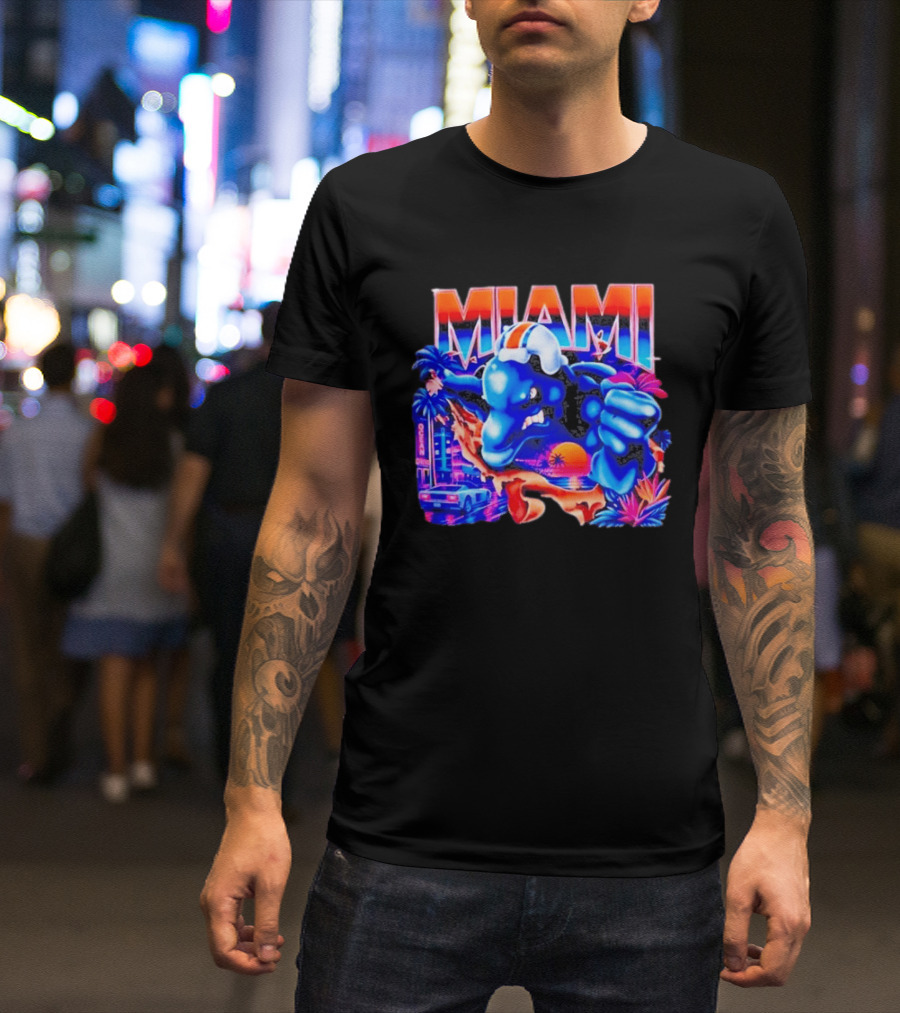 Miami Dolphins Rare Nutmeg Vintage Neon Miami Vice T-Shirt