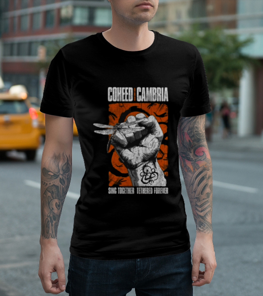 Coheed Cambria Dragonfly Fist Sing Together Tethered Courier T-Shirt
