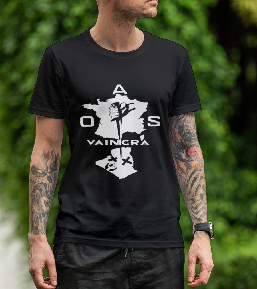 OAS Vaincra France Algeria Map Hand Dagger T-Shirt