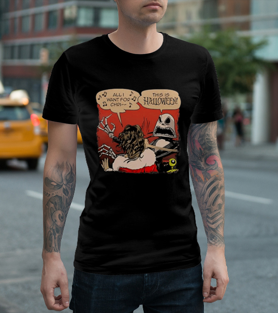 All I Want For Christmas Is This Is Halloween Comic Mashup T-Shirt